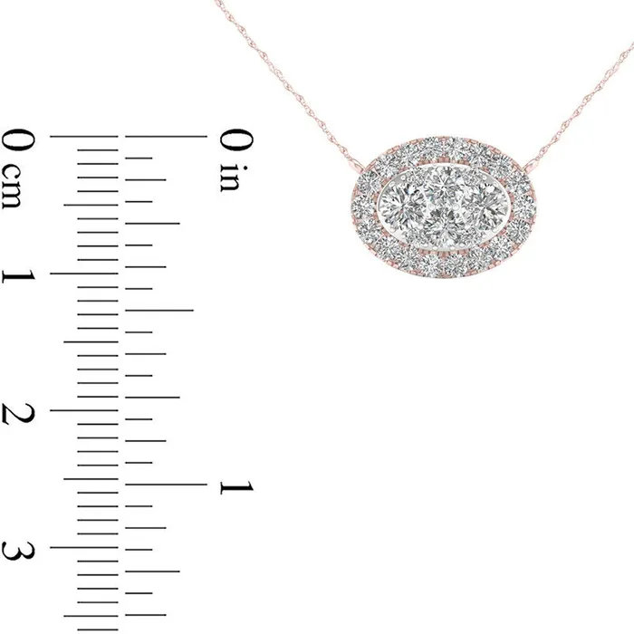 Necklaces Goldia 025 CT TW Composite Natural Diamond Oval Frame Necklace in 10K Rose Gold