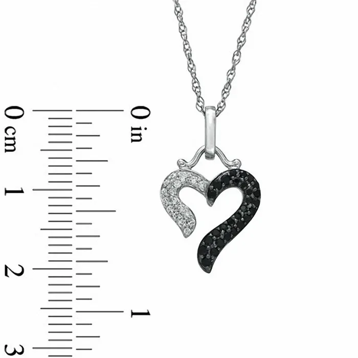 Necklaces Goldia 033 CT TW Enhanced Black and White Natural Diamond Heart Pendant in Sterling Silver Necklaces Goldia 033 CT TW Enhanced Black and White Natural Diamond Heart Pendant in Sterling Silver