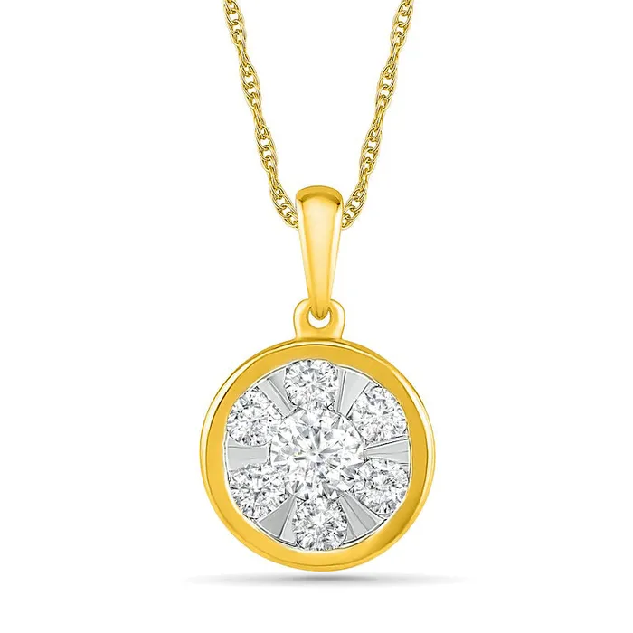 Necklaces Goldia 05 CT TW Composite Natural Diamond Circle Pendant in 10K Yellow Gold Necklaces Goldia 05 CT TW Composite Natural Diamond Circle Pendant in 10K Yellow Gold