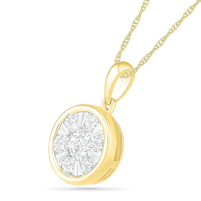 Necklaces Goldia 05 CT TW Composite Natural Diamond Circle Pendant in 10K Yellow Gold Necklaces Goldia 05 CT TW Composite Natural Diamond Circle Pendant in 10K Yellow Gold