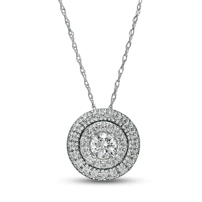 Necklaces Goldia 05 CT TW Natural Diamond Double Frame Pendant in 10K White Gold Necklaces Goldia 05 CT TW Natural Diamond Double Frame Pendant in 10K White Gold