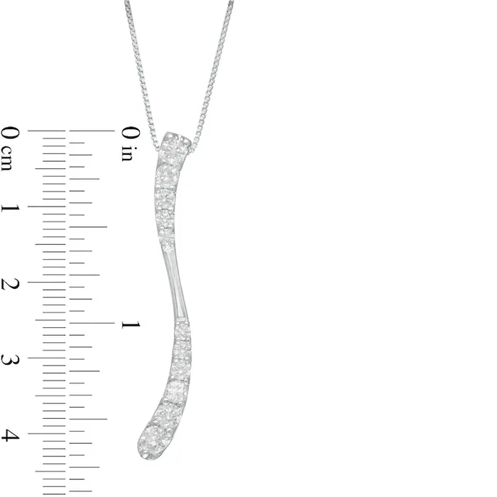 Necklaces Goldia 088 CT TW Journey Natural Diamond Linear Wave Pendant in 10K White Gold Necklaces Goldia 088 CT TW Journey Natural Diamond Linear Wave Pendant in 10K White Gold