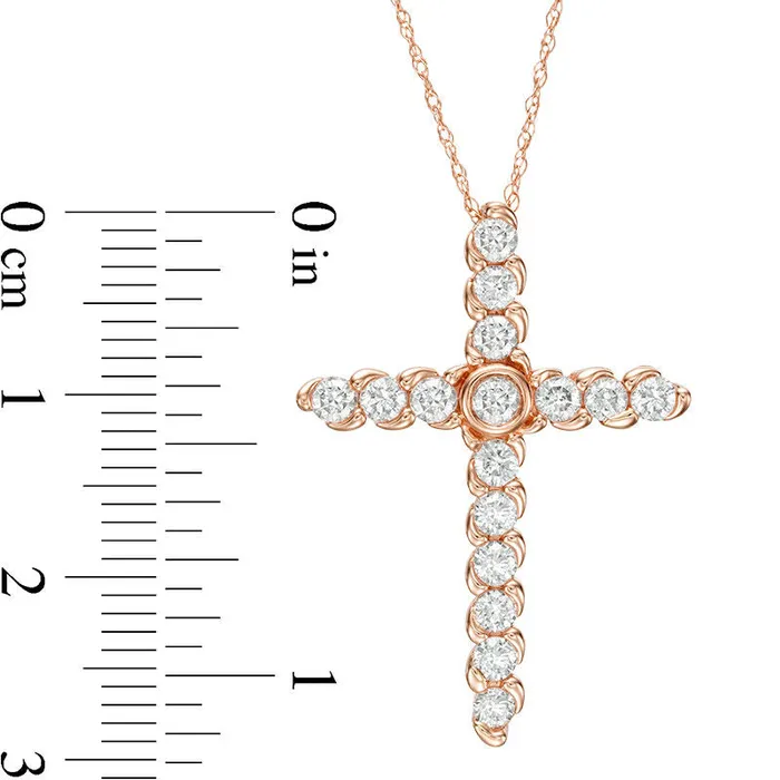 Necklaces Goldia 1 CT TW Natural Diamond Cross Pendant in 14K Rose Gold Necklaces Goldia 1 CT TW Natural Diamond Cross Pendant in 14K Rose Gold