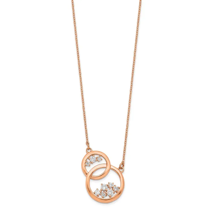 Necklaces Goldia 14k Rose Gold Polished Real Diamond Double Circle 18in Necklace Necklaces Goldia 14k Rose Gold Polished Real Diamond Double Circle 18in Necklace