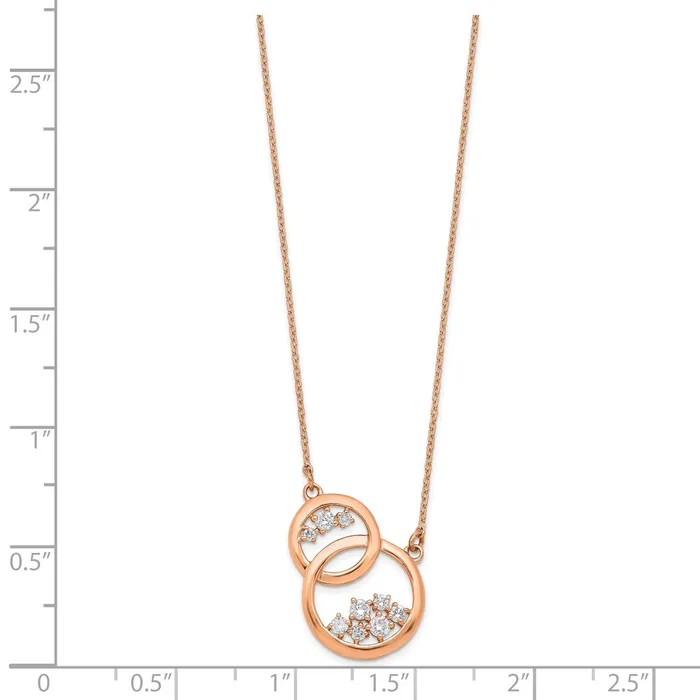 Necklaces Goldia 14k Rose Gold Polished Real Diamond Double Circle 18in Necklace