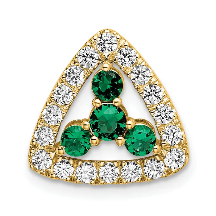 Necklaces Goldia 14k Yellow Gold 12 Ct Lab Grown Diamond VSSI G and Lab Created Emerald Triangle Chain Slide Pendant Necklaces Goldia 14k Yellow Gold 12 Ct Lab Grown Diamond VSSI G and Lab Created Emerald Triangle Chain Slide Pendant