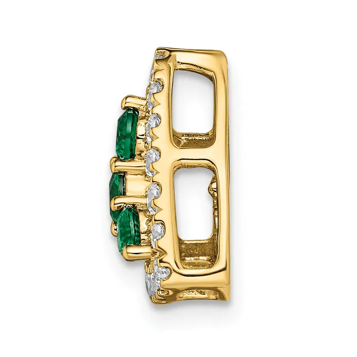 Necklaces Goldia 14k Yellow Gold 12 Ct Lab Grown Diamond VSSI G and Lab Created Emerald Triangle Chain Slide Pendant