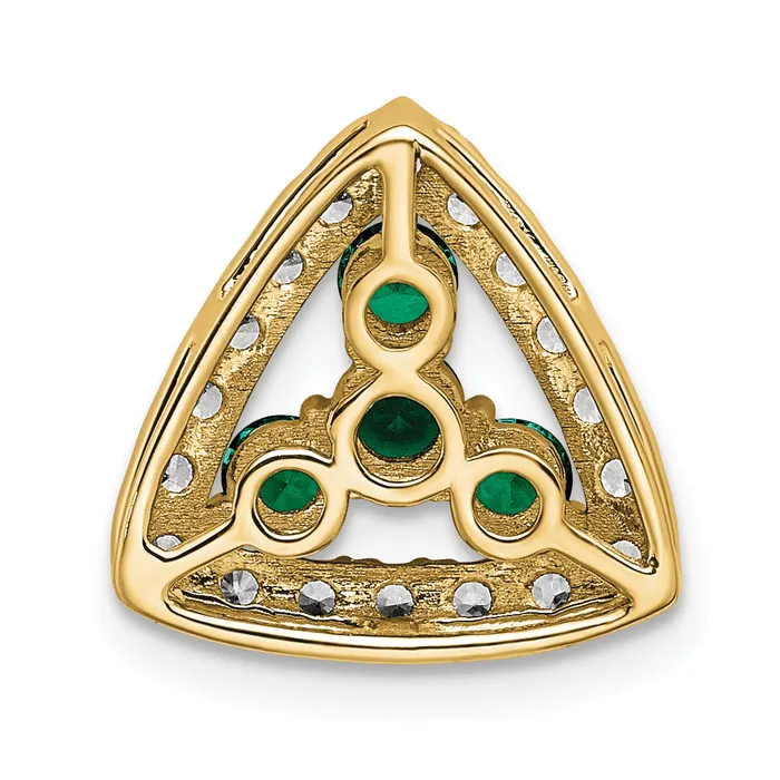 Necklaces Goldia 14k Yellow Gold 12 Ct Lab Grown Diamond VSSI G and Lab Created Emerald Triangle Chain Slide Pendant