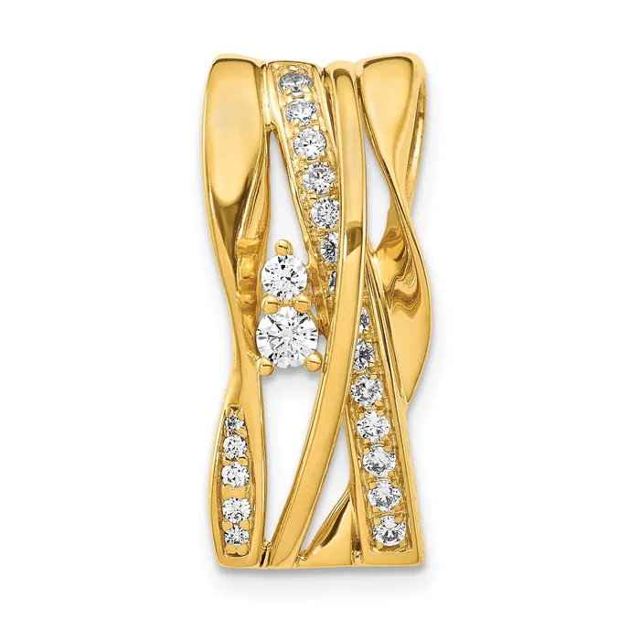 Necklaces Goldia 14k Yellow Gold 38 Ct Lab Grown Diamond VSSI G Fancy Curve Bar Chain Slide Pendant