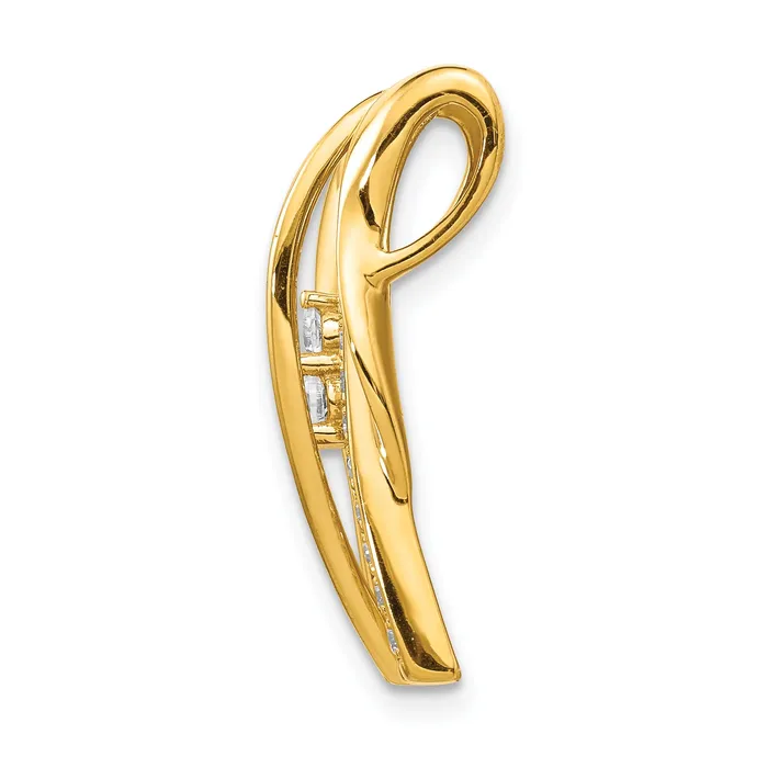 Necklaces Goldia 14k Yellow Gold 38 Ct Lab Grown Diamond VSSI G Fancy Curve Bar Chain Slide Pendant