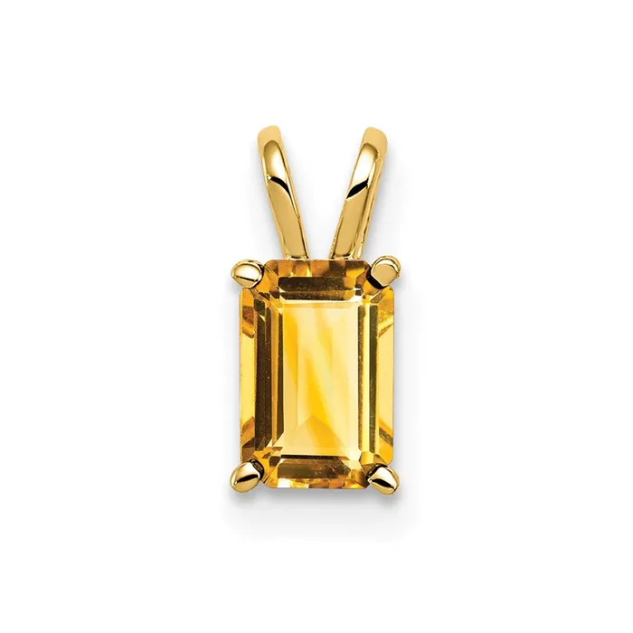 Necklaces Goldia 14K Yellow Gold 6x4mm Emerald Cut Citrine pendant