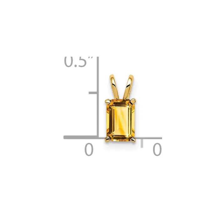 Necklaces Goldia 14K Yellow Gold 6x4mm Emerald Cut Citrine pendant