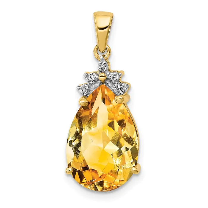 Necklaces Goldia 14K Yellow Gold Pear Citrine u0026 Real Diamond Pendant Necklaces Goldia 14K Yellow Gold Pear Citrine u0026 Real Diamond Pendant