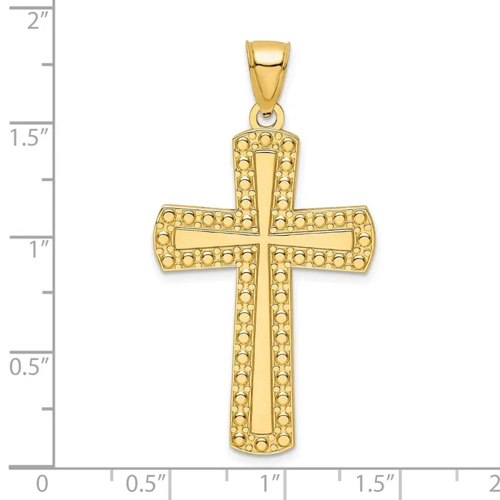 Necklaces Goldia 14k Yellow Gold Polished Beaded Cross Pendant