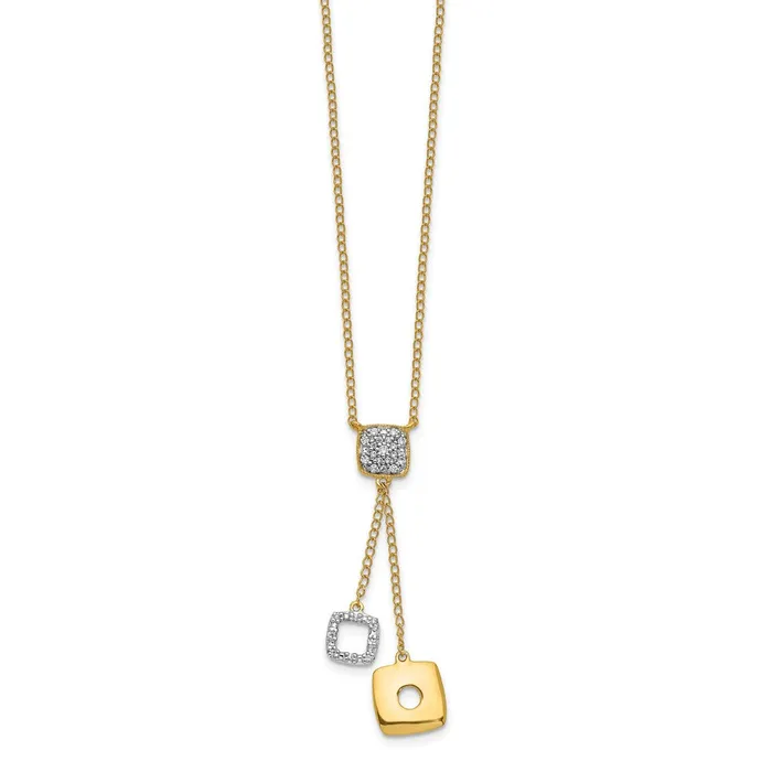 Necklaces Goldia 14K Yellow Gold Real Diamond Circles 18 inch Dangle Necklace