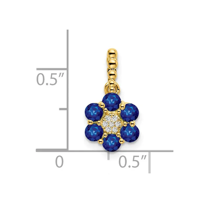 Necklaces Goldia 14K Yellow Gold Sapphire and Real Diamond Floral Pendant
