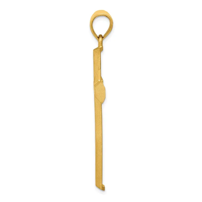 Necklaces Goldia 14k Yellow Gold Satin and Diamond Cut Cross Pendant