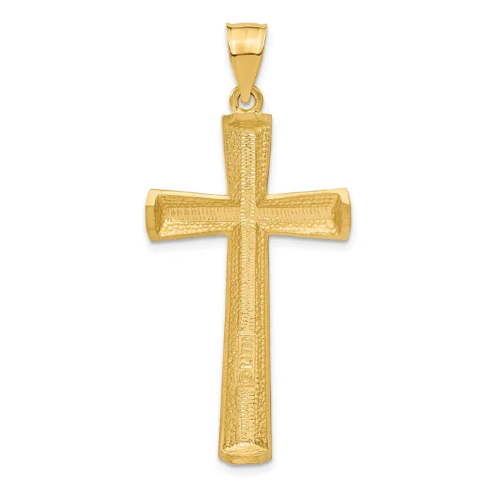 Necklaces Goldia 14k Yellow Gold Satin and Diamond Cut Cross Pendant