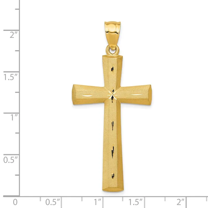 Necklaces Goldia 14k Yellow Gold Satin and Diamond Cut Cross Pendant