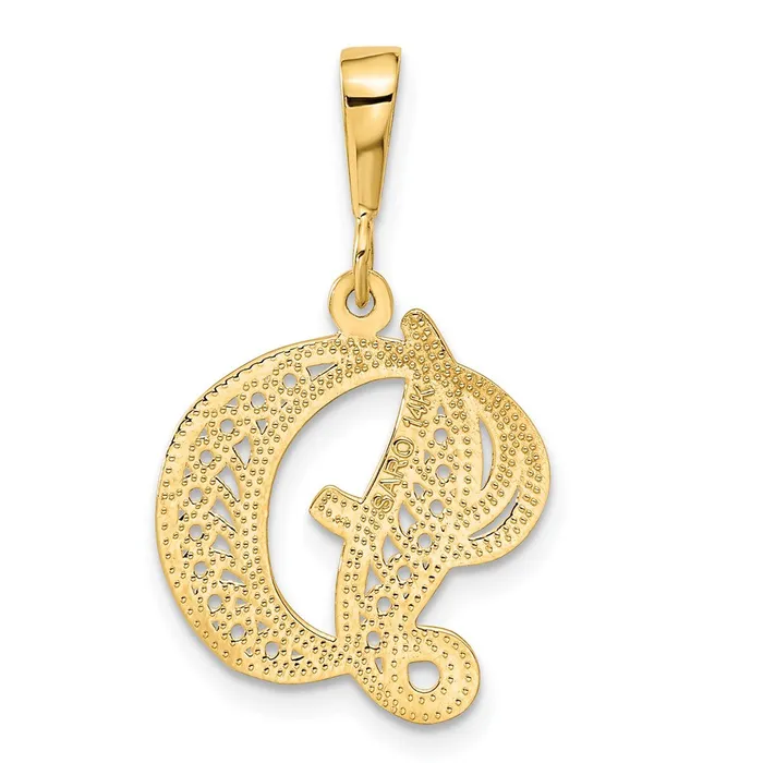 Necklaces Goldia 14k Yellow GoldY Polished Script Filigree Letter D Initial Pendant