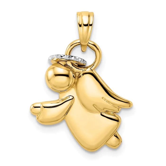Necklaces Goldia 14k Yellow u0026 Rhodium Gold u0026 White Rhodium DC Halo on Angel Pendant