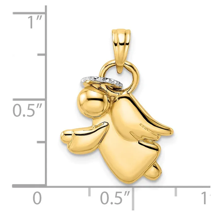 Necklaces Goldia 14k Yellow u0026 Rhodium Gold u0026 White Rhodium DC Halo on Angel Pendant