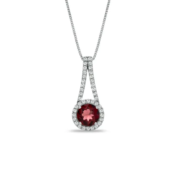 Necklaces Goldia 70mm Garnet and LabCreated White Sapphire Pendant in Sterling Silver Necklaces Goldia 70mm Garnet and LabCreated White Sapphire Pendant in Sterling Silver
