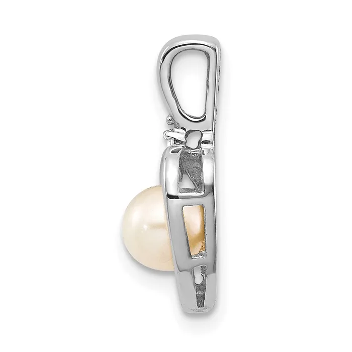 Necklaces Goldiacom 14k White Gold Genuine FW Cultured Pearl Diamond Pendant