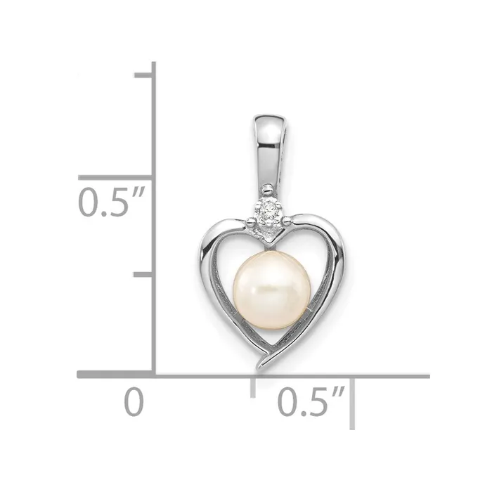 Necklaces Goldiacom 14k White Gold Genuine FW Cultured Pearl Diamond Pendant