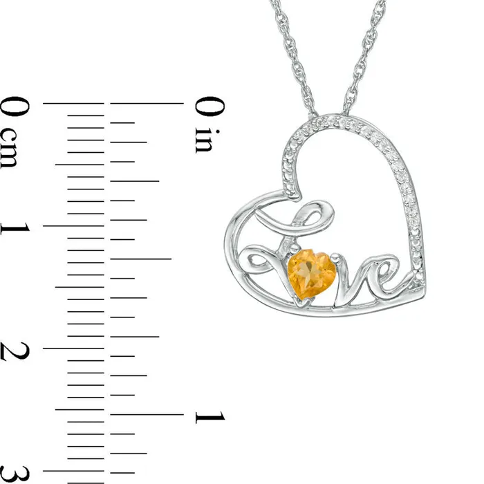Necklaces Goldia HeartShaped Citrine and Natural Diamond Accent Tilted LOVE Pendant in Sterling Silver Necklaces Goldia HeartShaped Citrine and Natural Diamond Accent Tilted LOVE Pendant in Sterling Silver