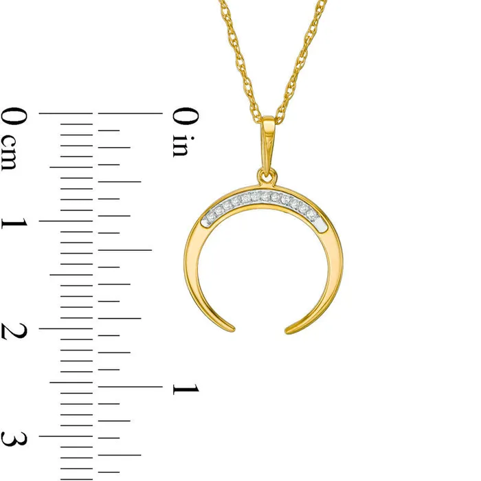 Necklaces Goldia Natural Diamond Accent LaserCut Crescent Moon Pendant in 10K Yellow Gold