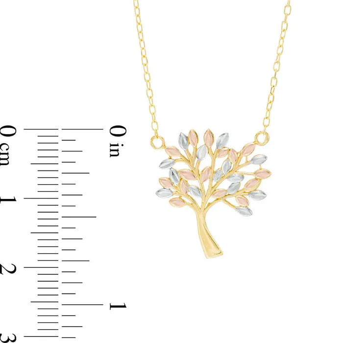 Necklaces Goldia Natural DiamondCut Tree of Life Necklace in 14K TriTone Gold Necklaces Goldia Natural DiamondCut Tree of Life Necklace in 14K TriTone Gold