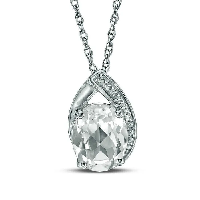 Necklaces Goldia Oval and Round LabCreated White Sapphire Teardrop Pendant in Sterling Silver Necklaces Goldia Oval and Round LabCreated White Sapphire Teardrop Pendant in Sterling Silver