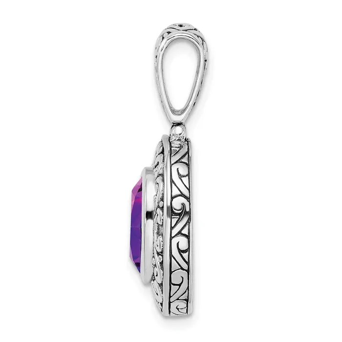 Necklaces Goldia Sterling Silver Antiqued Oval Amethyst Pendant