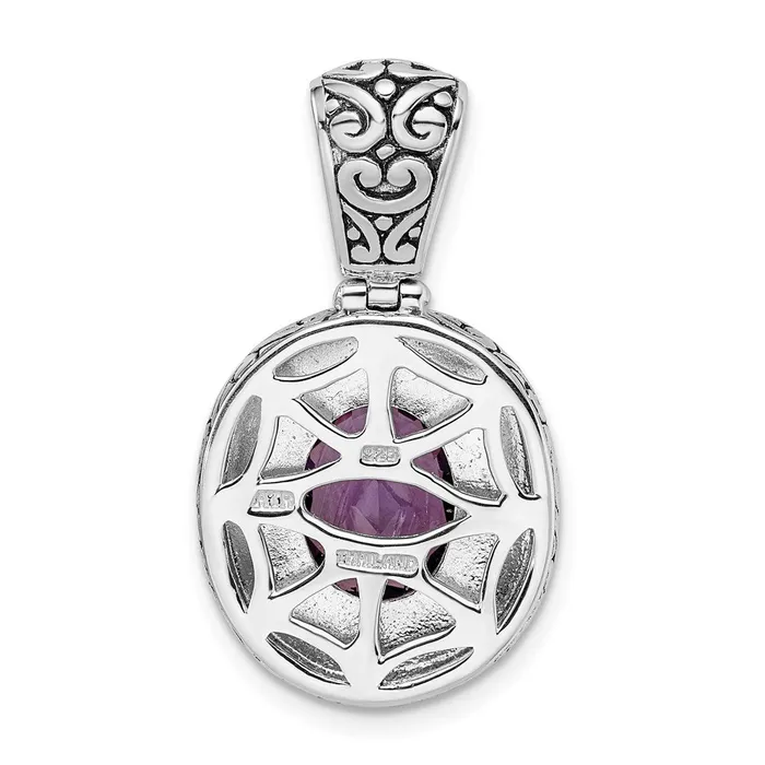 Necklaces Goldia Sterling Silver Antiqued Oval Amethyst Pendant