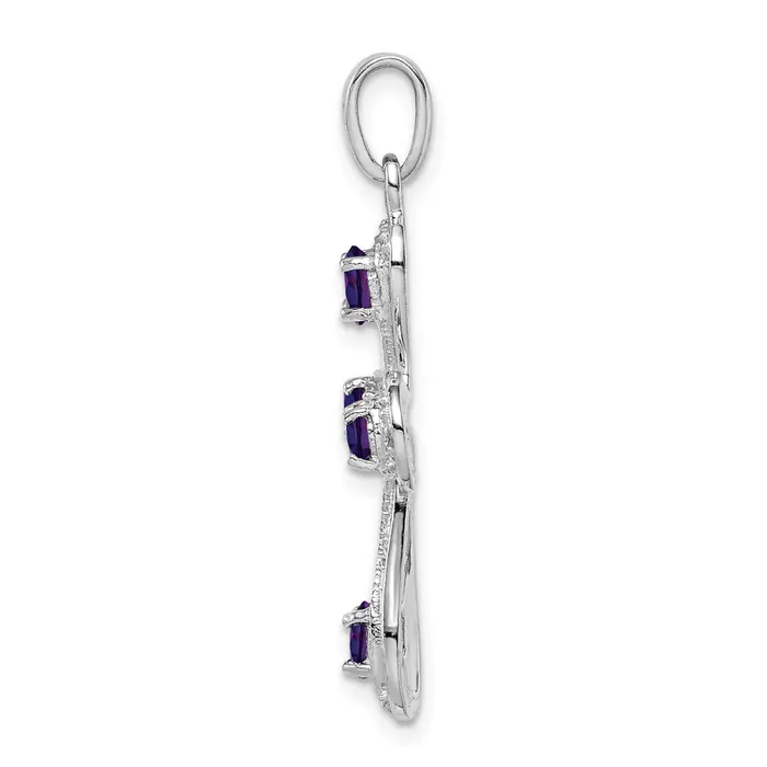 Necklaces Goldia Sterling Silver Rhodium Amethyst u0026 Diamond Cross Pendant