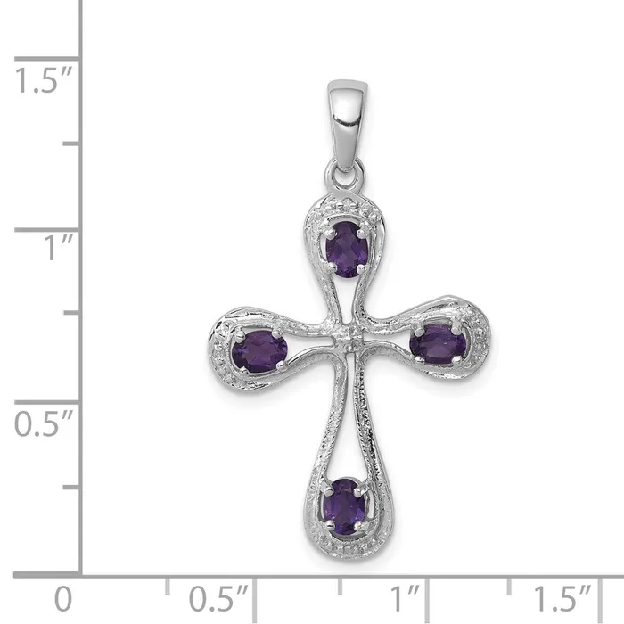 Necklaces Goldia Sterling Silver Rhodium Amethyst u0026 Diamond Cross Pendant