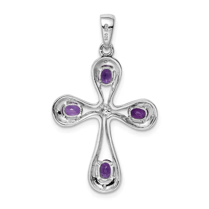 Necklaces Goldia Sterling Silver Rhodium Amethyst u0026 Diamond Cross Pendant