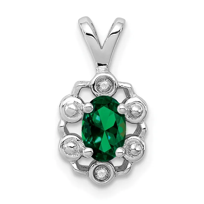 Necklaces Goldia Sterling Silver Rhodiumplated Created Emerald u0026 Diamond Pendant