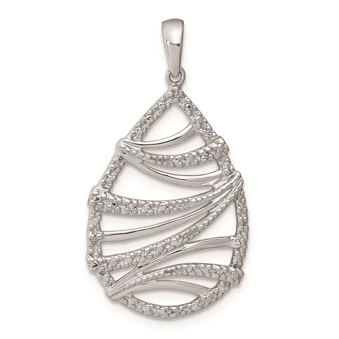Necklaces Goldia Sterling Silver Rhodium Plated Diamond Teardrop Pendant
