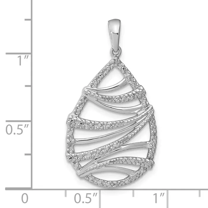 Necklaces Goldia Sterling Silver Rhodium Plated Diamond Teardrop Pendant