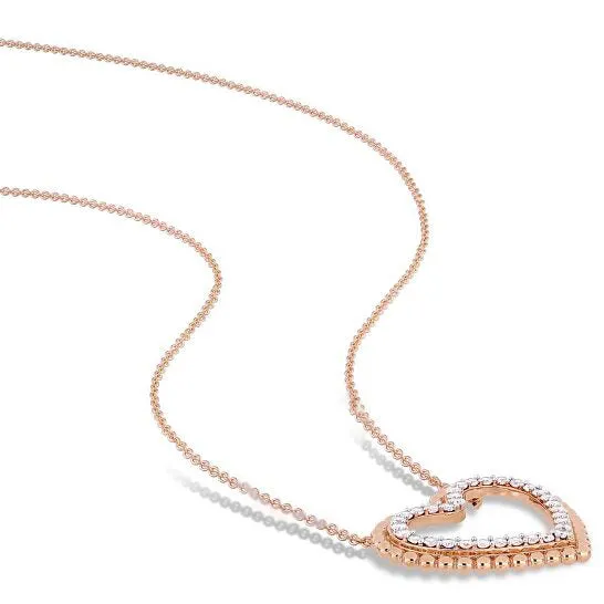 Necklaces JMS always Original AMOUR 12 CT TW Diamond Heart Necklace In 14K Rose Gold Necklaces JMS always Original AMOUR 12 CT TW Diamond Heart Necklace In 14K Rose Gold