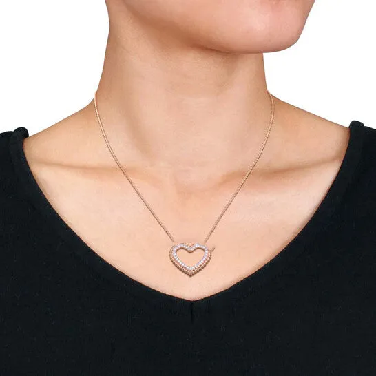Necklaces JMS always Original AMOUR 12 CT TW Diamond Heart Necklace In 14K Rose Gold Necklaces JMS always Original AMOUR 12 CT TW Diamond Heart Necklace In 14K Rose Gold