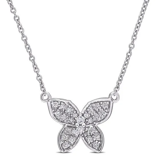 Necklaces JMS always Original AMOUR 18 CT TDW Diamond Butterfly Pendant with Chain In 10K White Gold Necklaces JMS always Original AMOUR 18 CT TDW Diamond Butterfly Pendant with Chain In 10K White Gold