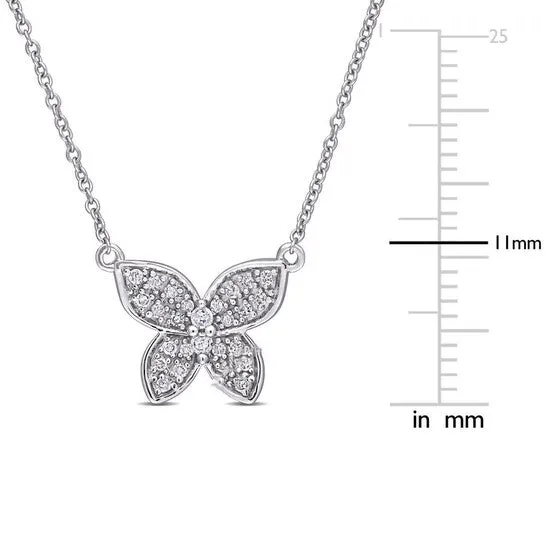 Necklaces JMS always Original AMOUR 18 CT TDW Diamond Butterfly Pendant with Chain In 10K White Gold Necklaces JMS always Original AMOUR 18 CT TDW Diamond Butterfly Pendant with Chain In 10K White Gold