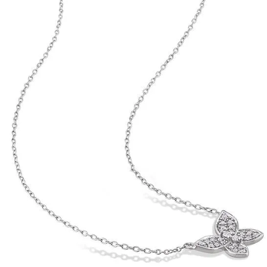 Necklaces JMS always Original AMOUR 18 CT TDW Diamond Butterfly Pendant with Chain In 10K White Gold Necklaces JMS always Original AMOUR 18 CT TDW Diamond Butterfly Pendant with Chain In 10K White Gold