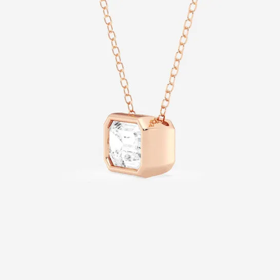 Necklaces JMS always Original Brilliant Diamond 150 cttw 14KT Rose Gold Bezel Setting EmeraldCut Lab Grown Diamond East West Necklace for WomenVS2 Necklaces JMS always Original Brilliant Diamond 150 cttw 14KT Rose Gold Bezel Setting EmeraldCut Lab Grown Diamond East West Necklace for WomenVS2