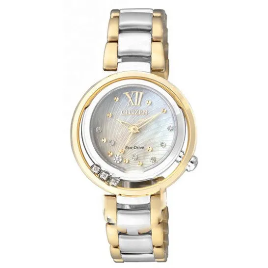 Necklaces JMS always Original Citizen Sunrise EcoDrive Mother of Pearl TwoTone Stainless Steel Ladies Watch EM032458D