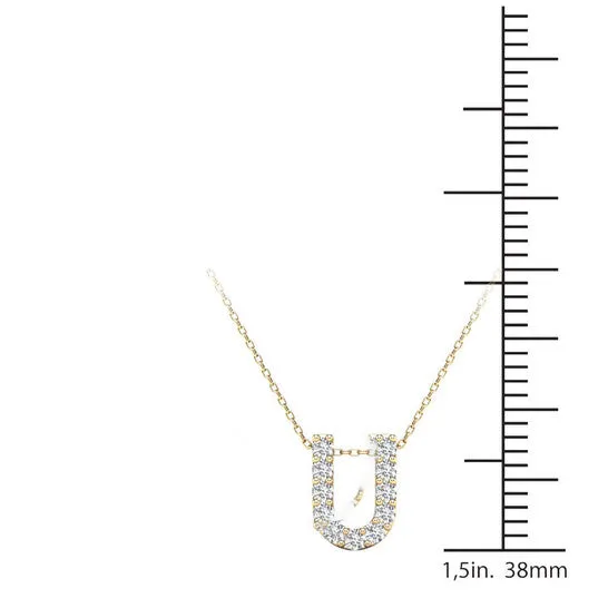 Necklaces JMS always Original Maulijewels 011 Carat Natural Diamond Initial U Necklace Pendant In 14K Yellow Gold With 18 Cable Chain Necklaces JMS always Original Maulijewels 011 Carat Natural Diamond Initial U Necklace Pendant In 14K Yellow Gold With 18 Cable Chain
