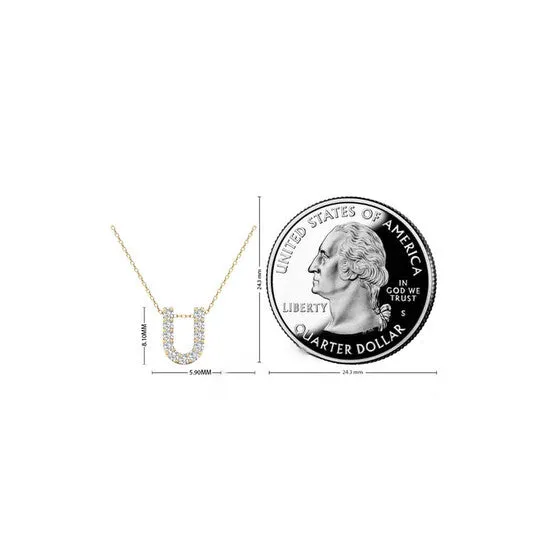 Necklaces JMS always Original Maulijewels 011 Carat Natural Diamond Initial U Necklace Pendant In 14K Yellow Gold With 18 Cable Chain Necklaces JMS always Original Maulijewels 011 Carat Natural Diamond Initial U Necklace Pendant In 14K Yellow Gold With 18 Cable Chain